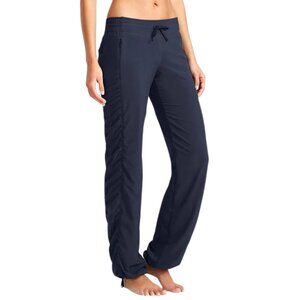 Athleta Navy Lined Mid-Rise La Viva Ruched Featherweight Studio Straight Pants-4